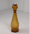 Brown glass decanter in the shape of a cat
