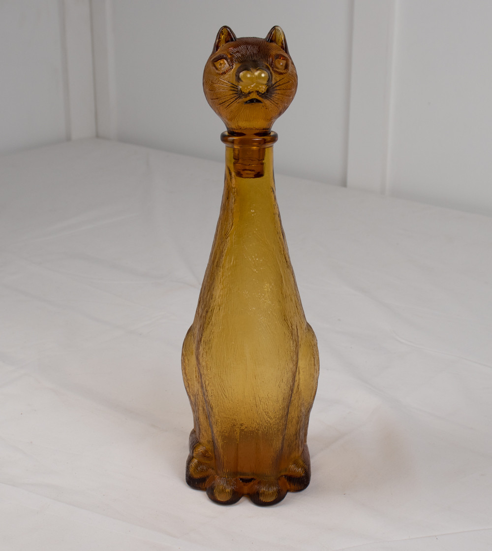 Carafe à décanter en verre marron en forme de chat