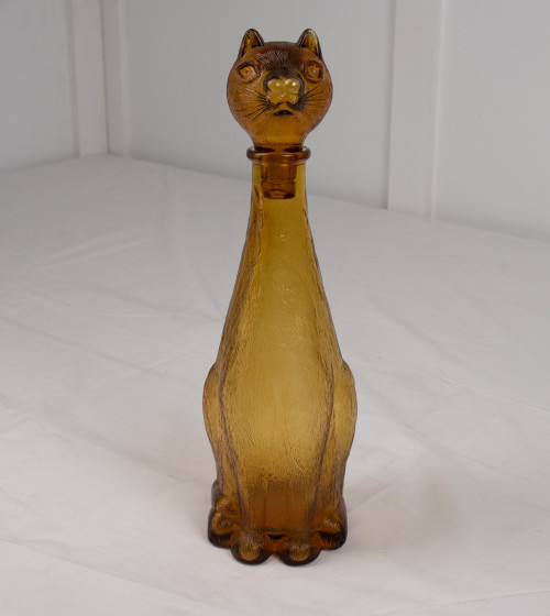Carafe à décanter en verre marron en forme de chat