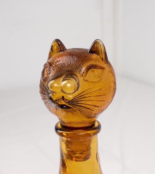 Carafe à décanter en verre marron en forme de chat