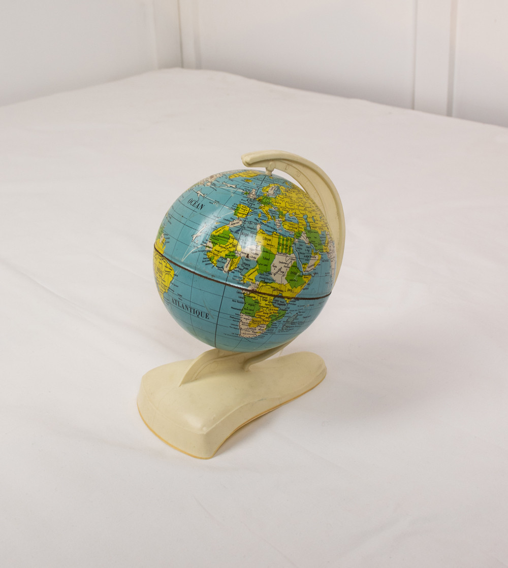 World globe with plastic stand